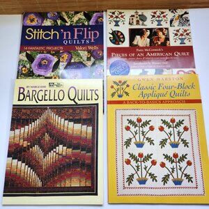 Quilt Books Lot of 4 Four Block Applique, Bargello, Stitch n Flip, American VTG